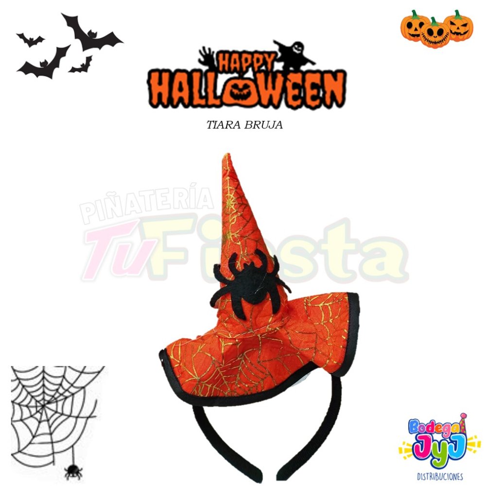 TIARA SOMBRERO BRUJA NARANJA JD6035