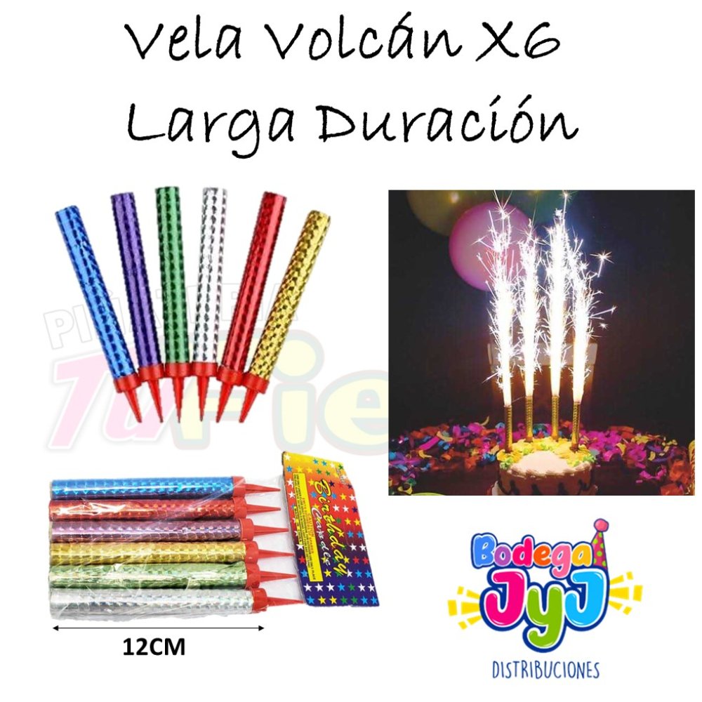 VELA VOLCAN X6 12CM LARGA DURACION