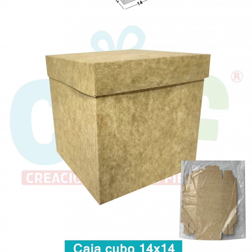 CAJA CUBO KRAFT SIN VENTANA - BODEGA MINI 14X14