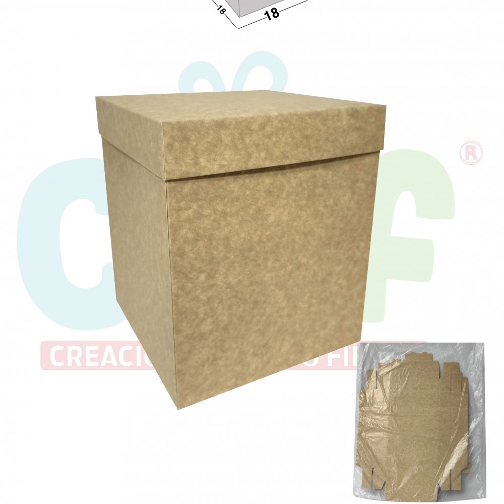 CAJA CUBO KRAFT SIN VENTANA - BODEGA PEQUEÑA 18X18