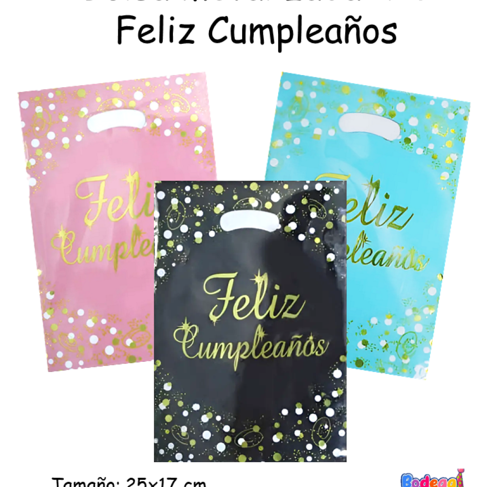 BOLSA METALIZADA X10 FELIZ CUMPLEAÑOS 01CM083