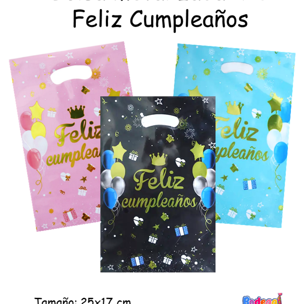 BOLSA METALIZADA X10 FELIZ CUMPLEAÑOS 01CM084