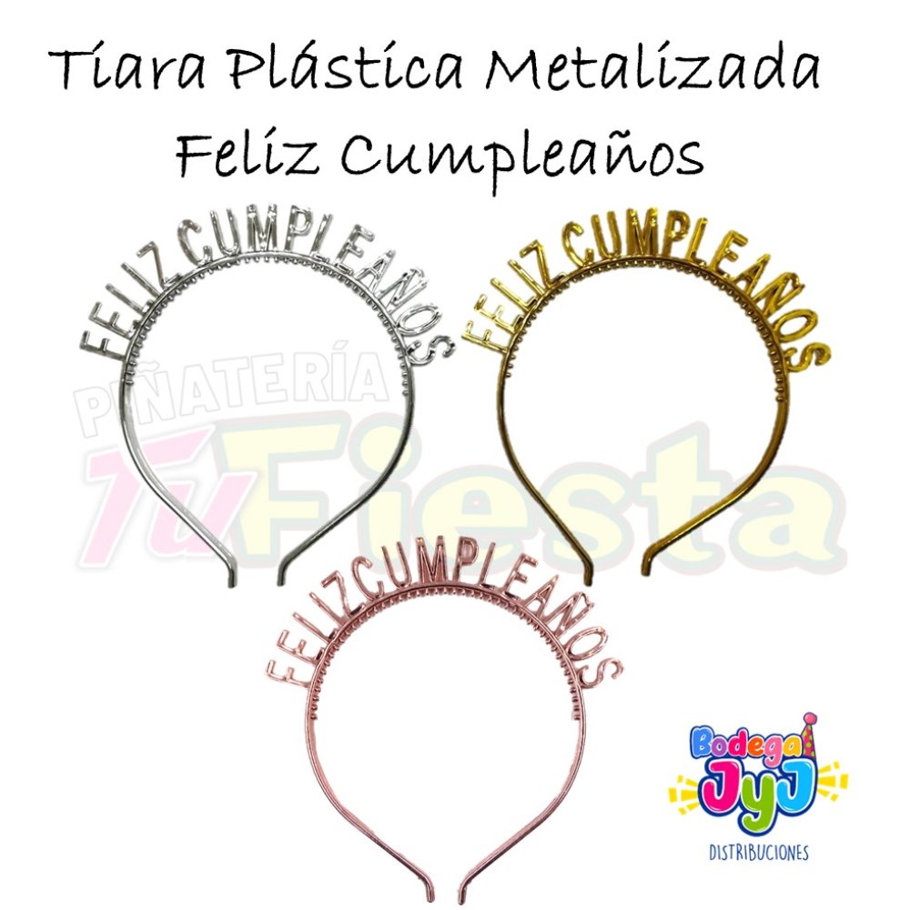 TIARA LETRAS FELIZ CUMPLEAÑOS METALIZADA ENCARTONADA