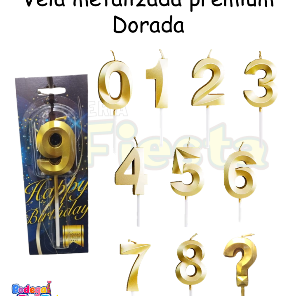 VELA NUMERO PREMIUM METALIZADA