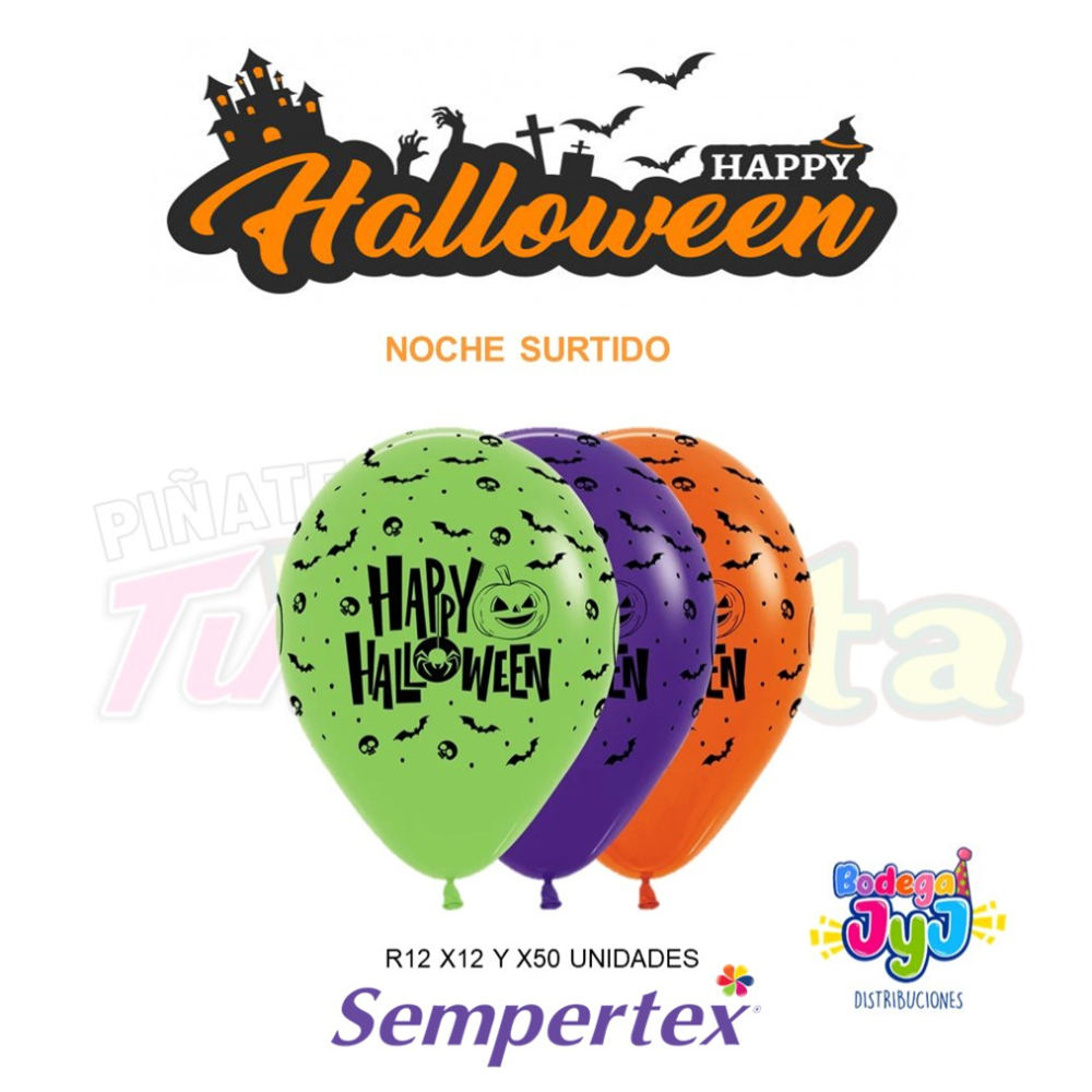 GLOBO HALLOWEEN SURTIDO N-N INFINITY SEMPERTEX R12 X12 UNIDADES
