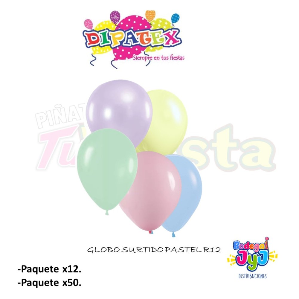 GLOBO SURTIDO PASTEL DIPATEX R9 X12 UNIDADES