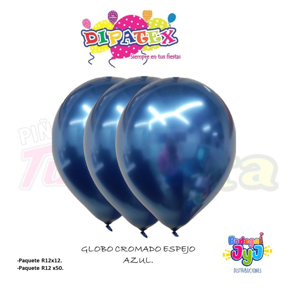 GLOBO AZUL CROMADO ESPEJO DIPATEX R12 X50 UNIDADES