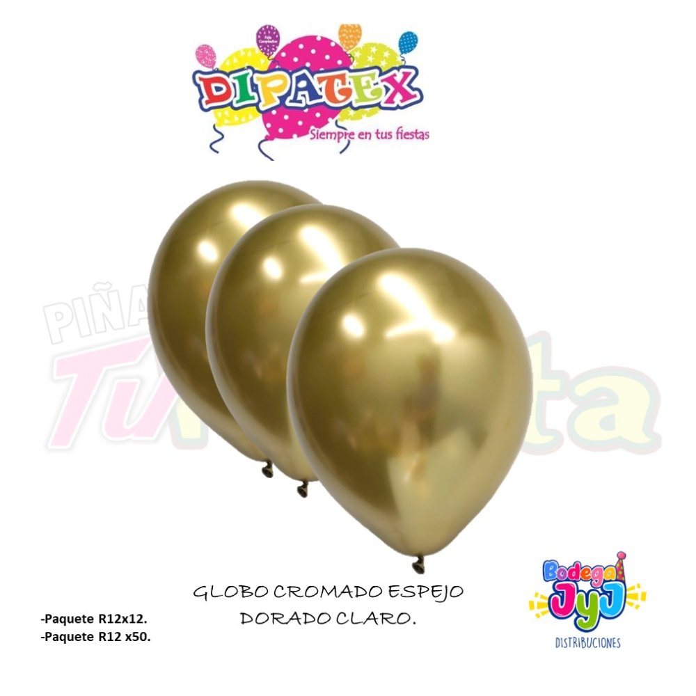 GLOBO DORADO CROMADO ESPEJO DIPATEX R12 X50 UNIDADES