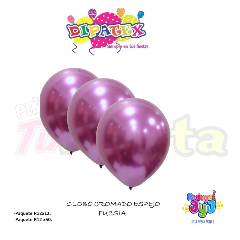 GLOBO FUCSIA CROMADO ESPEJO DIPATEX R12 X12 UNIDADES