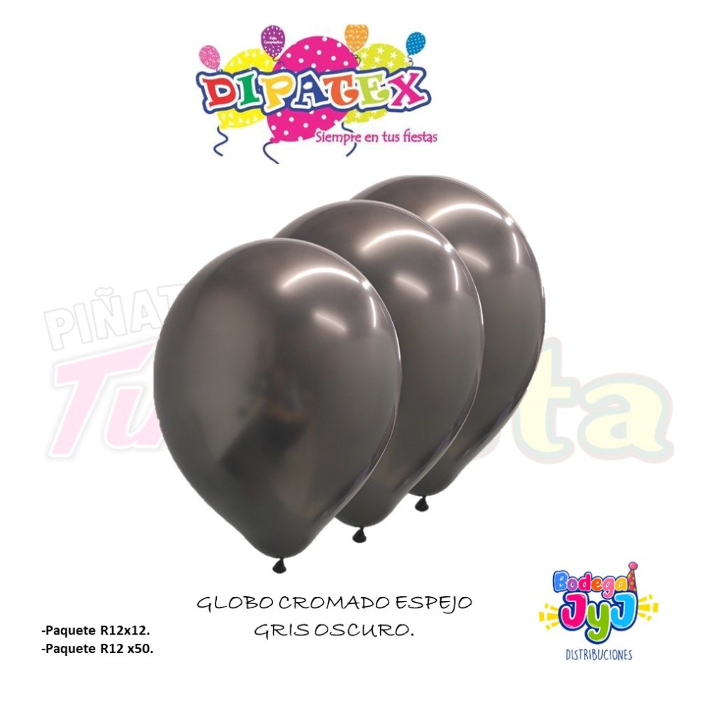 GLOBO GRIS OSCURO CROMADO ESPEJO DIPATEX R12X50 UNIDADES