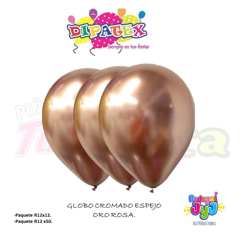 GLOBO ORO ROSA CROMADO ESPEJO DIPATEX R6 X50 UNIDADES