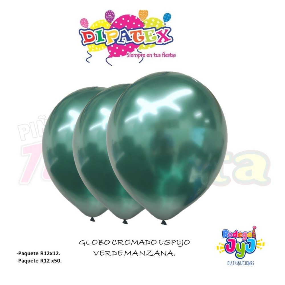 GLOBO VERDE MANZANA CROMADO ESPEJO DIPATEX R12 X50 UNIDADES
