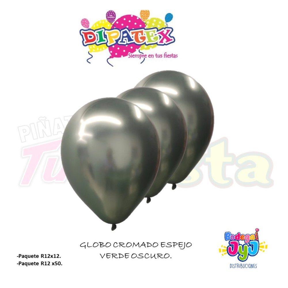 GLOBO VERDE OSCURO CROMADO ESPEJO DIPATEX R12 X50 UNIDADES
