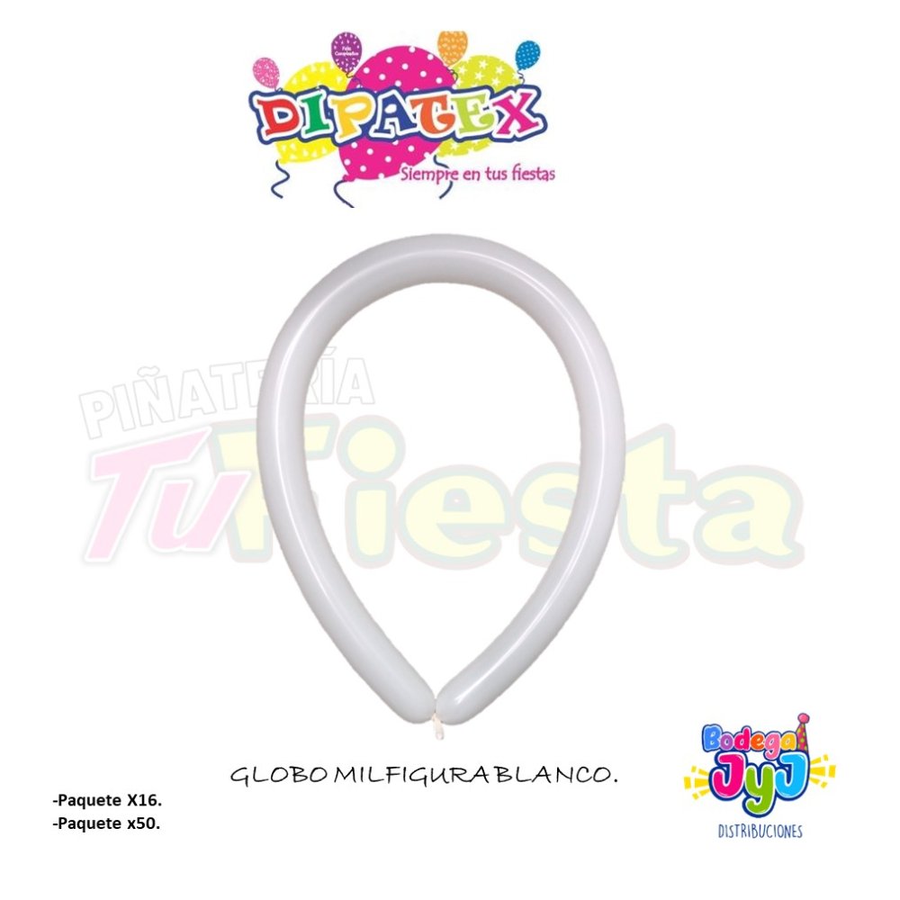 GLOBO MILFIGURA DIPATEX BLANCO. X16