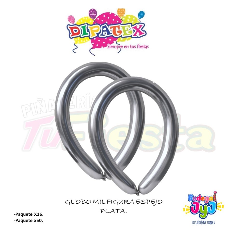 GLOBO MILFIGURA ESPEJO PLATA DIPATEX. X50