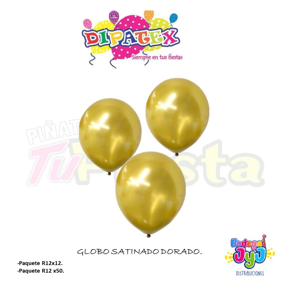 GLOBO DORADO SATINADO DIPATEX R12 X12 UNIDADES