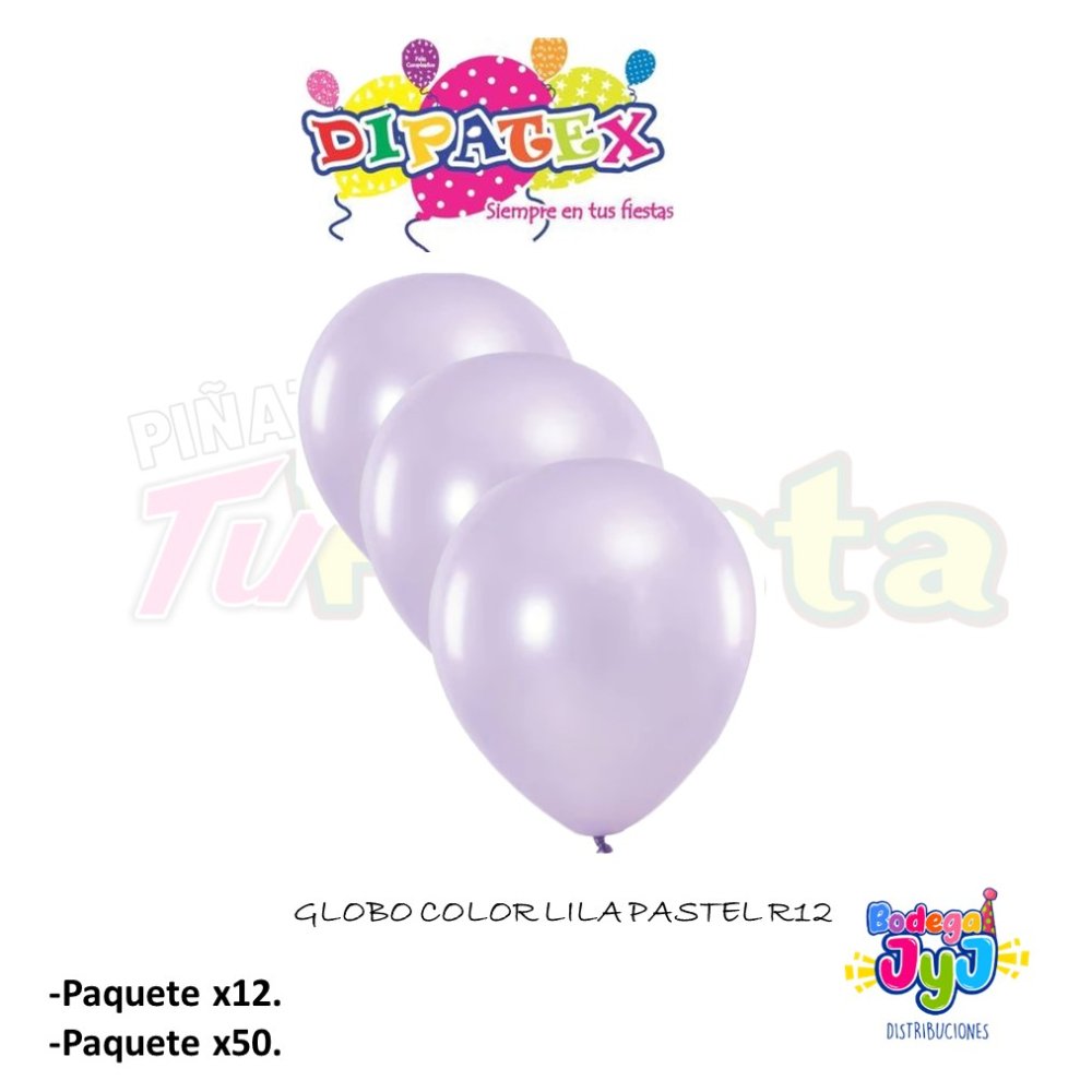 GLOBO LILA PASTEL DIPATEX R12 X50 UNIDADES