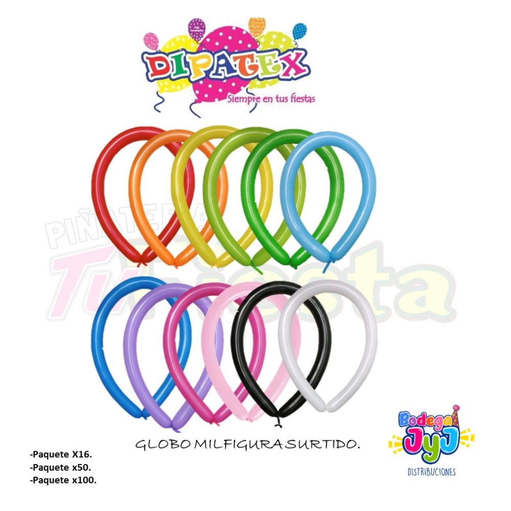 GLOBO MILFIGURA DIPATEX SURTIDO X100 UNIDADES