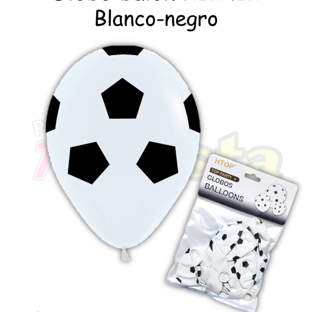 GLOBO BALON R12 X12 UNIDADES BLANCO - NEGRO HTOP KK0565