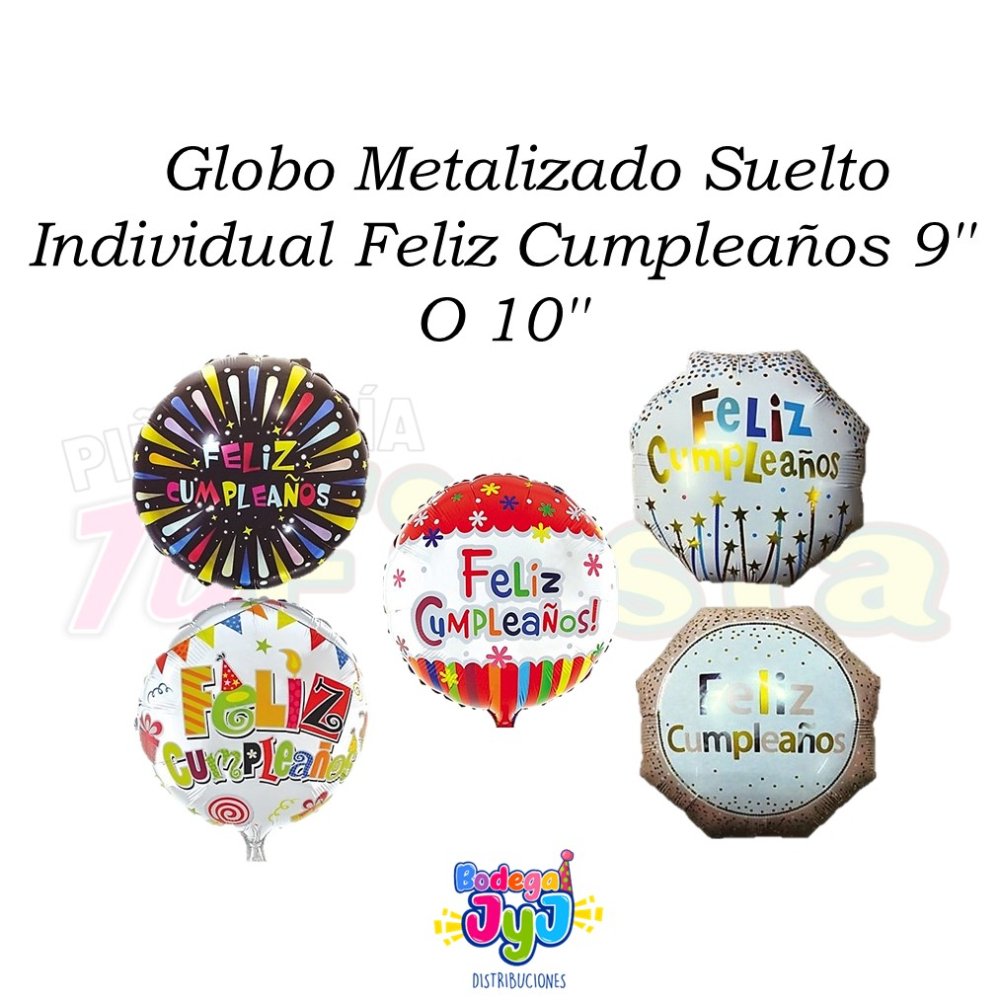 GLOBO METALIZADO FELIZ CUMPLEAÑOS 9 O 10 PULGADAS