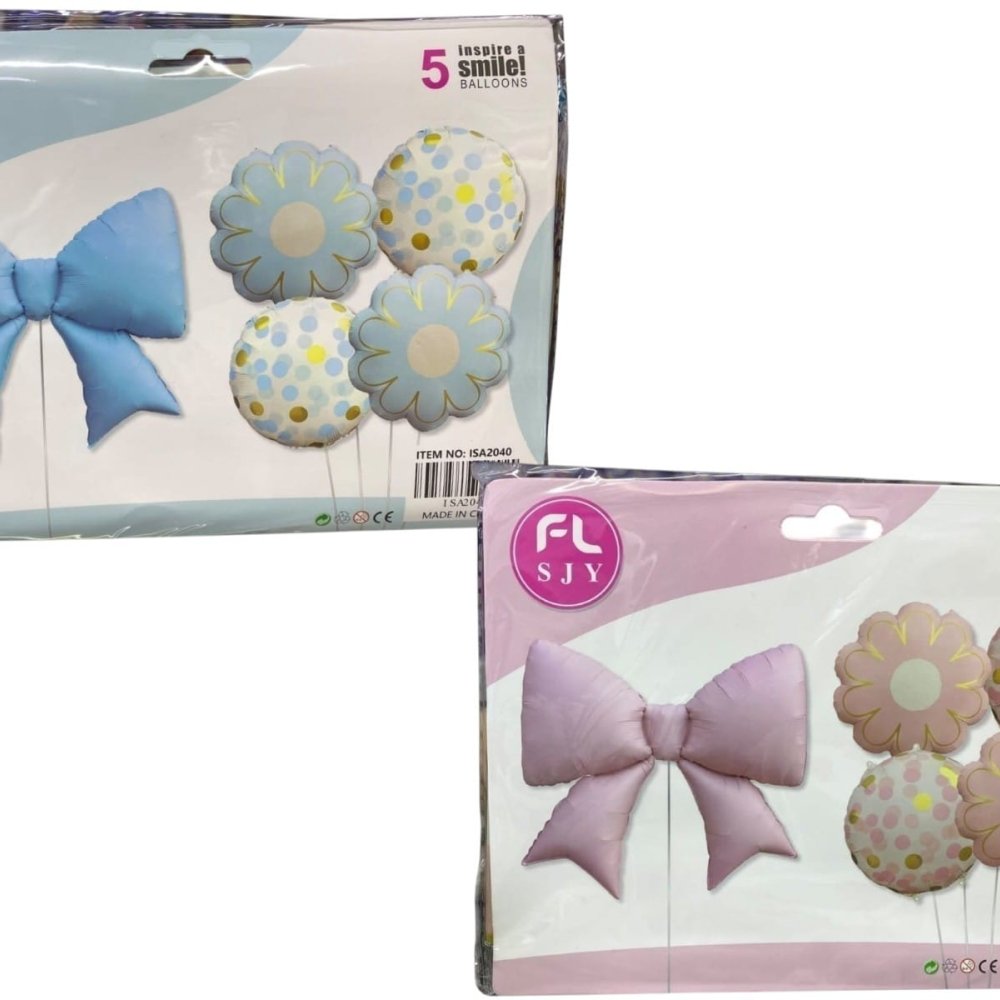 SET GLOBOS X5 MOÑO Y FLORES