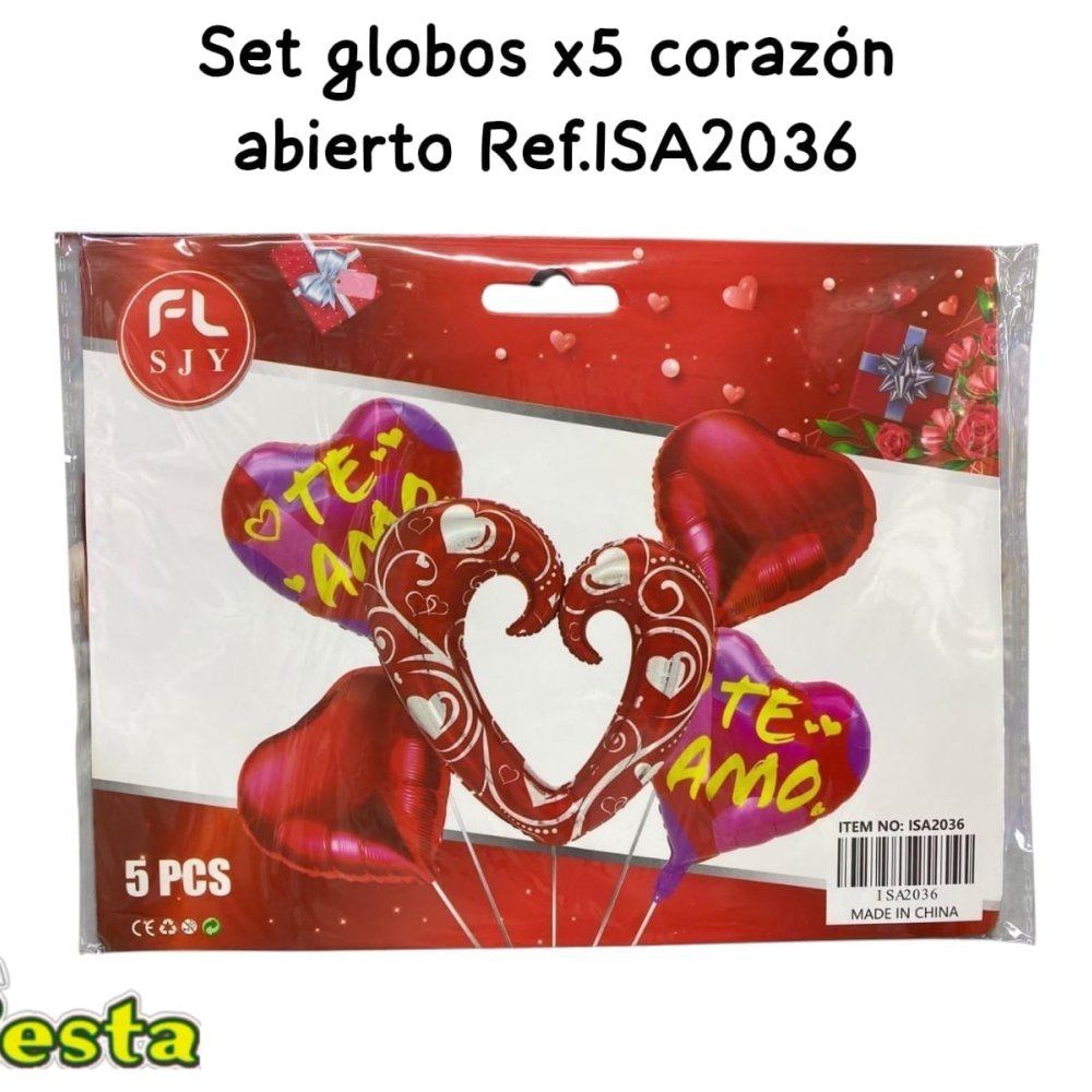 SET GLOBOS X5 CORAZON ABIERTO TE AMI
