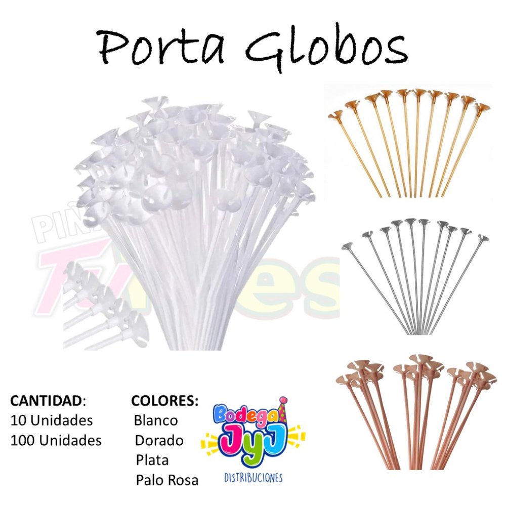 PORTA GLOBOS SENCILLOS PAQUETE X100 BLANCO