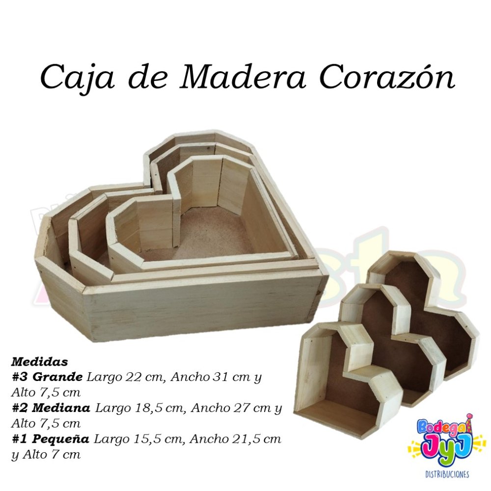 CAJA DE MADERA CORAZÓN #1 PEQUEÑA