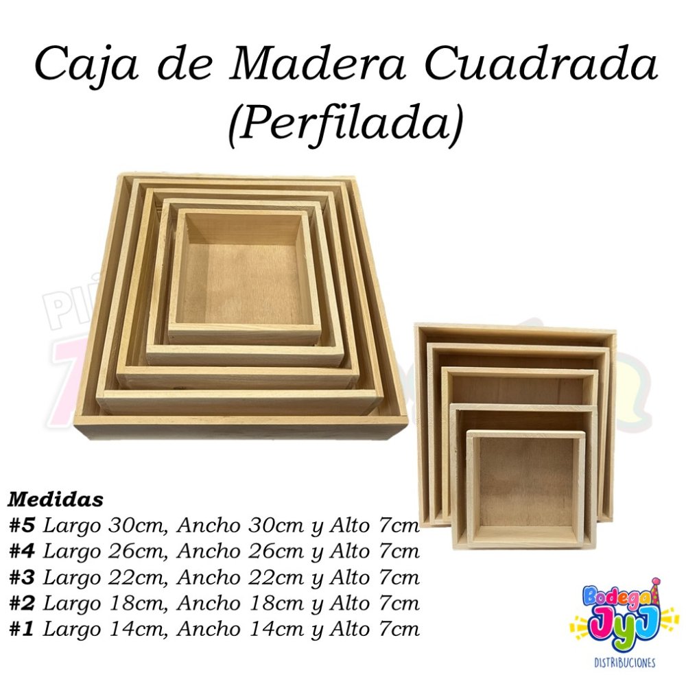 CAJA DE MADERA CUADRADA PERFILADA #4