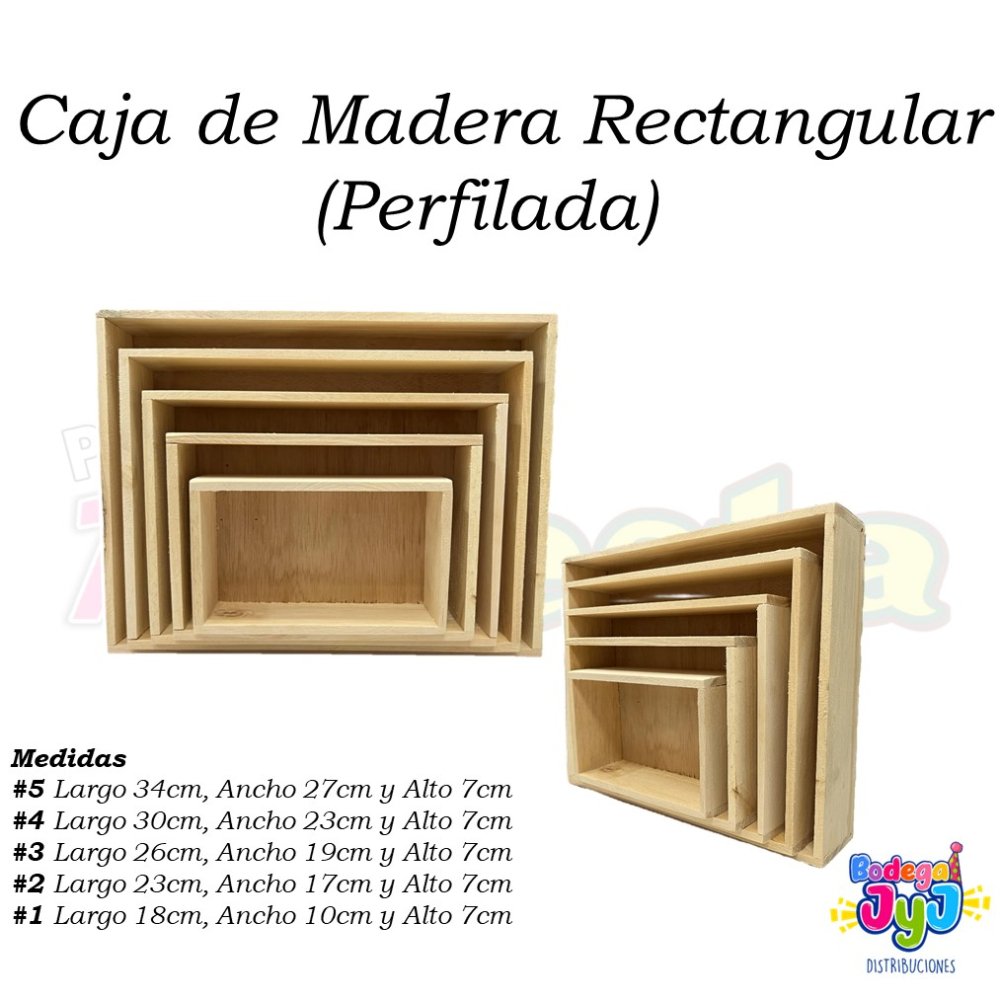 CAJA DE MADERA RECTANGULAR PERFILADA #3