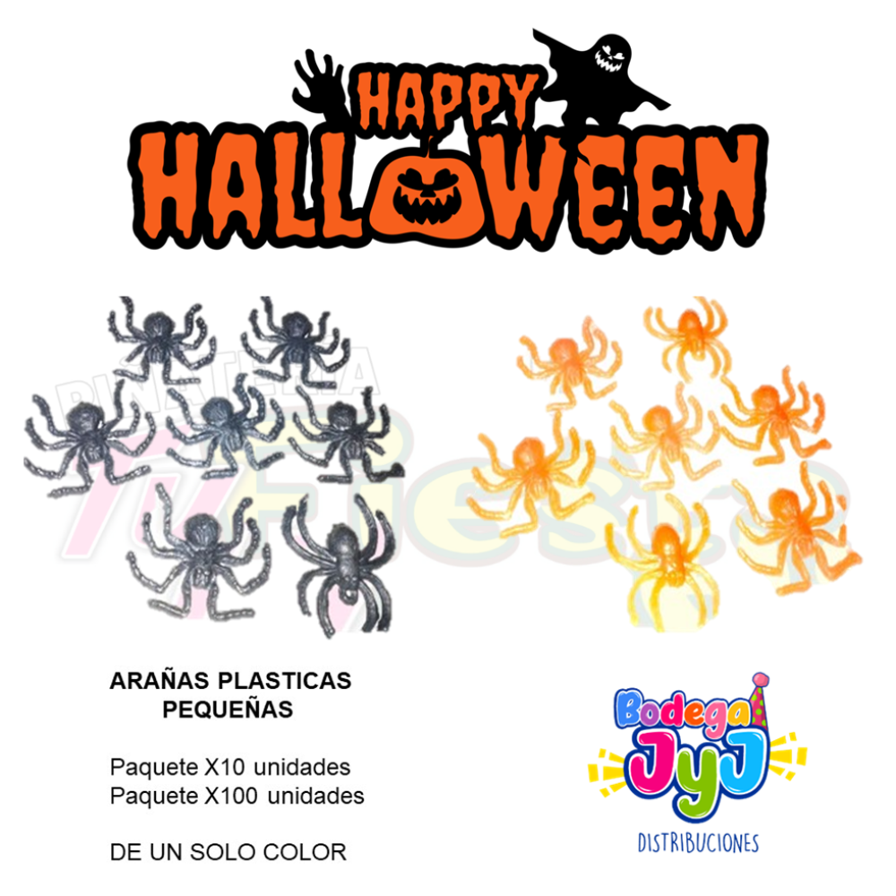 ARAÑA PLASTICA PEQUEÑA NEGRO X10 UND
