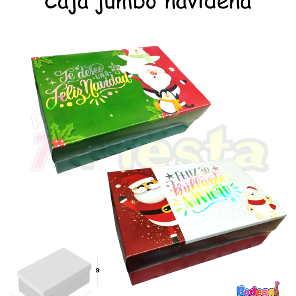 CAJA JUMBO NAVIDEÑA BODEGA DETALLES MEDIANA