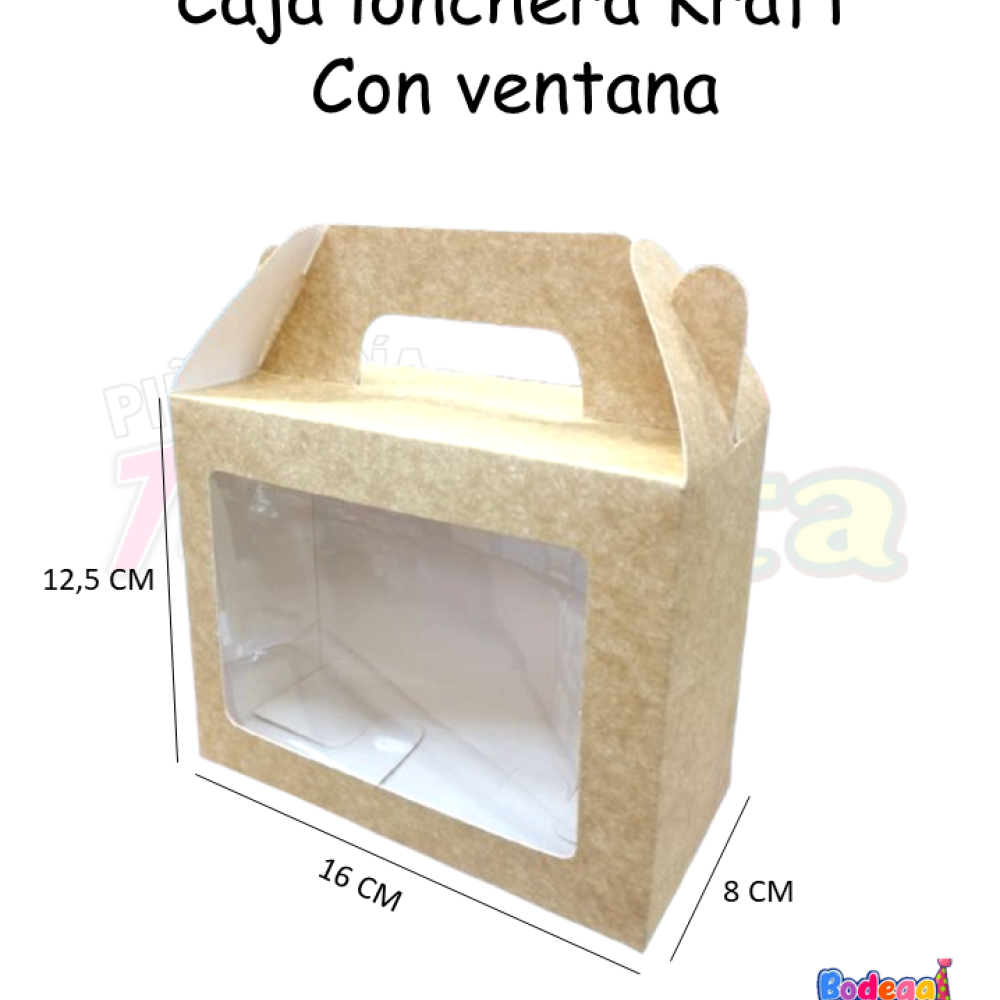 CAJA LONCHERA KRAFT CON VENTANA - BODEGA PEQUEÑA (16X12.5X8CM)