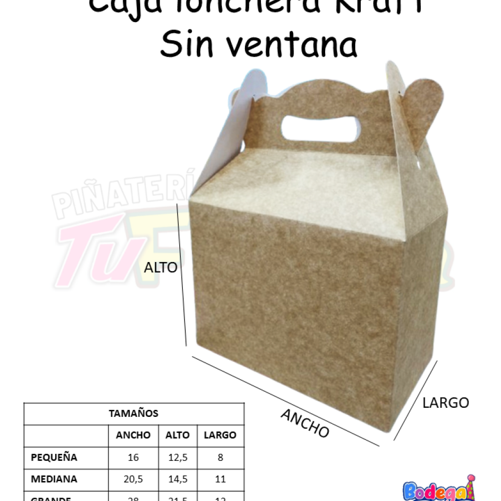 CAJA LONCHERA KRAFT SIN VENTANA - BODEGA EXTREGRANDE (35X31X16.5)