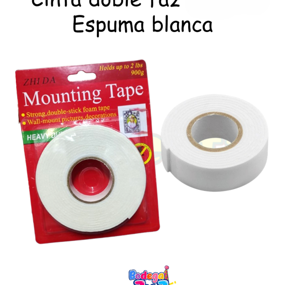 CINTA DOBLE FAZ ESPUMA BLANCA PEQUEÑA 2 MT