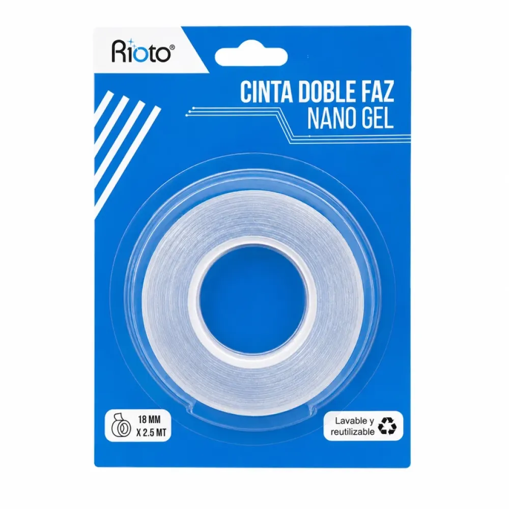 CINTA DOBLE FAZ TRANSPARENTE 2.5 MT NANO GEL