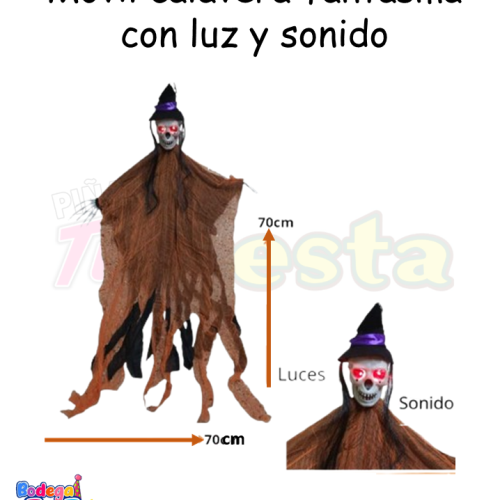 MOVIL FANTASMA TELA CON CALAVERA LUZ Y SONIDO DW68747