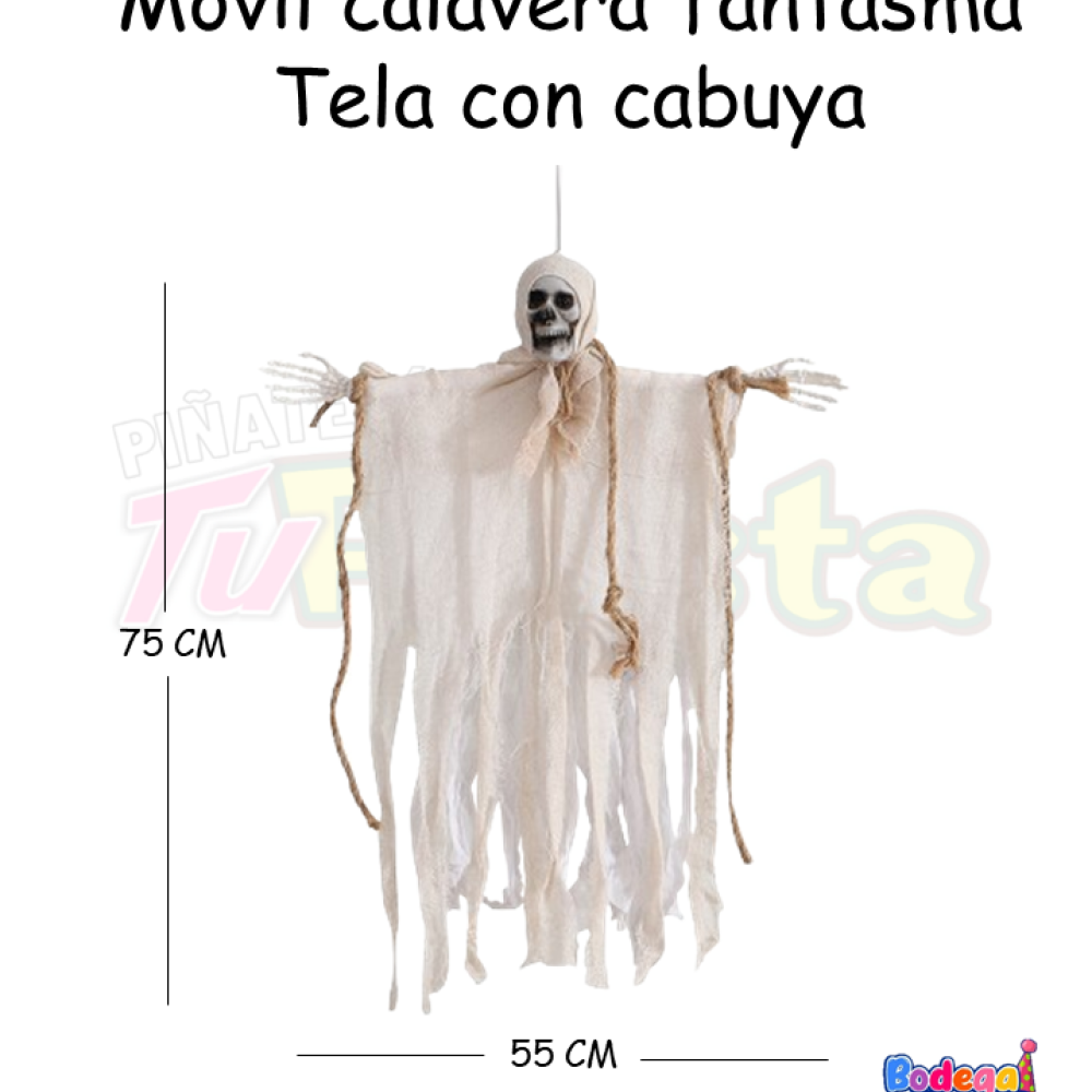 MOVIL FANTASMA TELA CON CALAVERA Y CABUYA DW68332