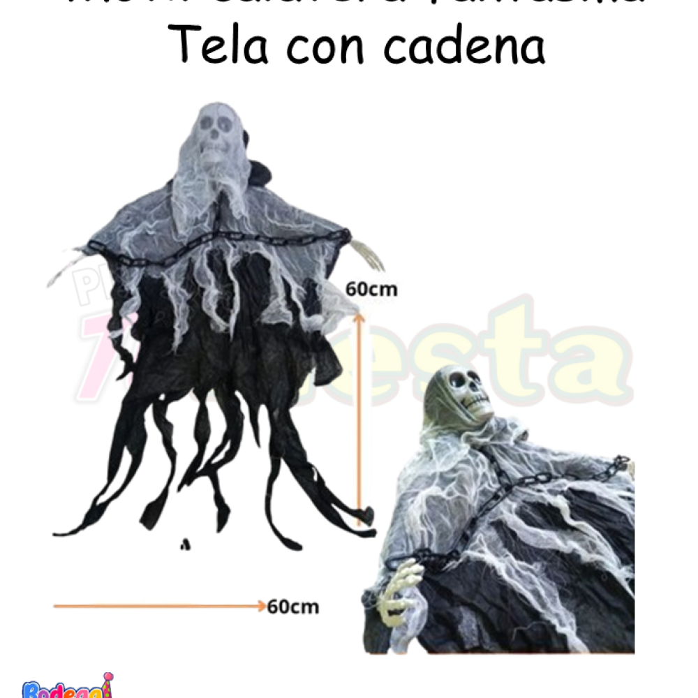 MOVIL FANTASMA TELA CON CALAVERA Y CADENA DW68329