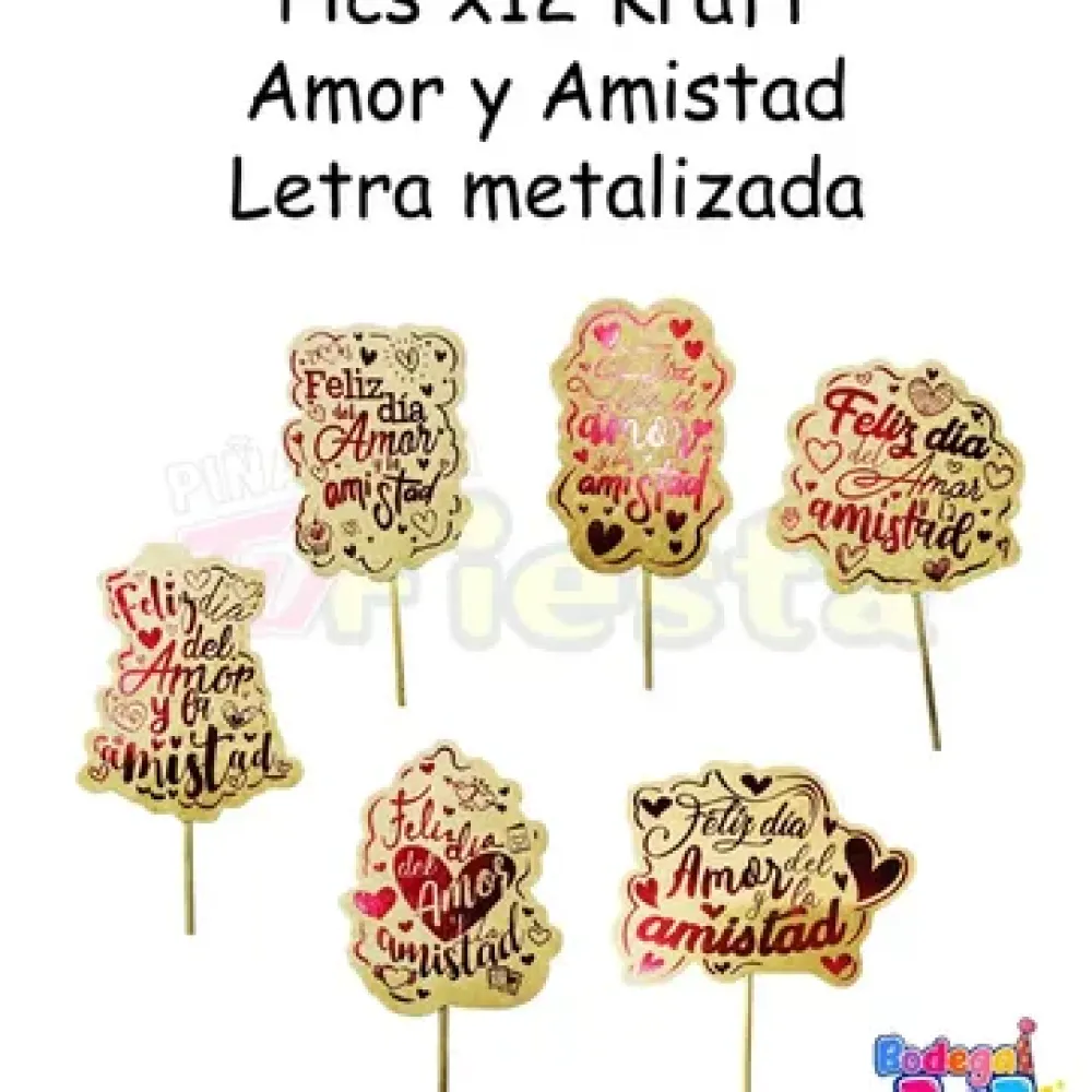 PICS X12 AMOR Y AMISTAD METALIZADO (BODEGA DETALLES)