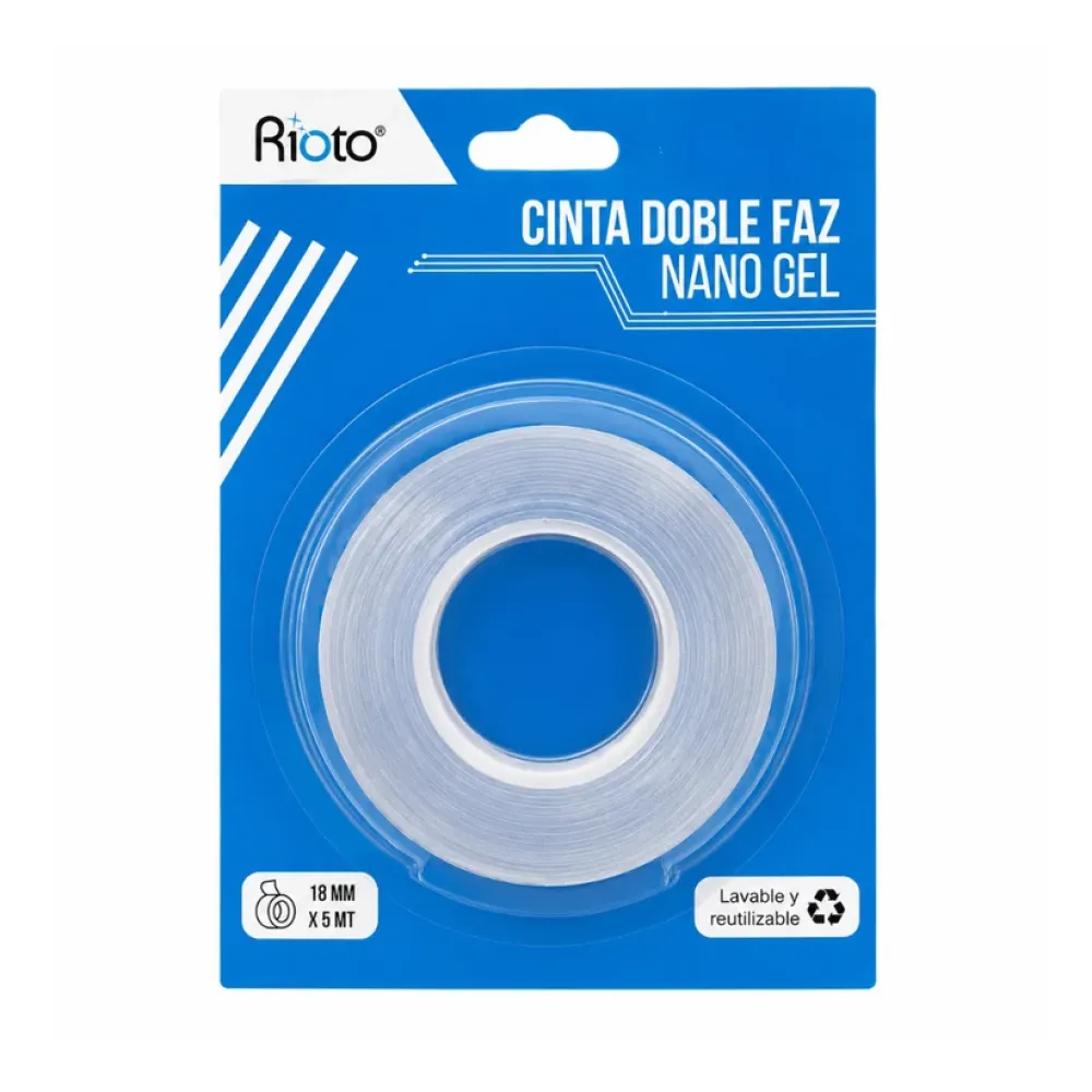 CINTA DOBLE FAZ TRANSPARENTE 5MT NANO GEL